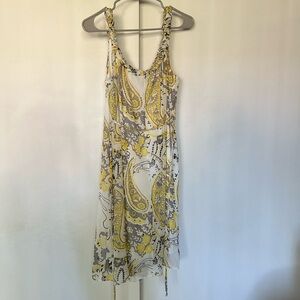 Believe Yellow and Gray Paisley Midi Dress